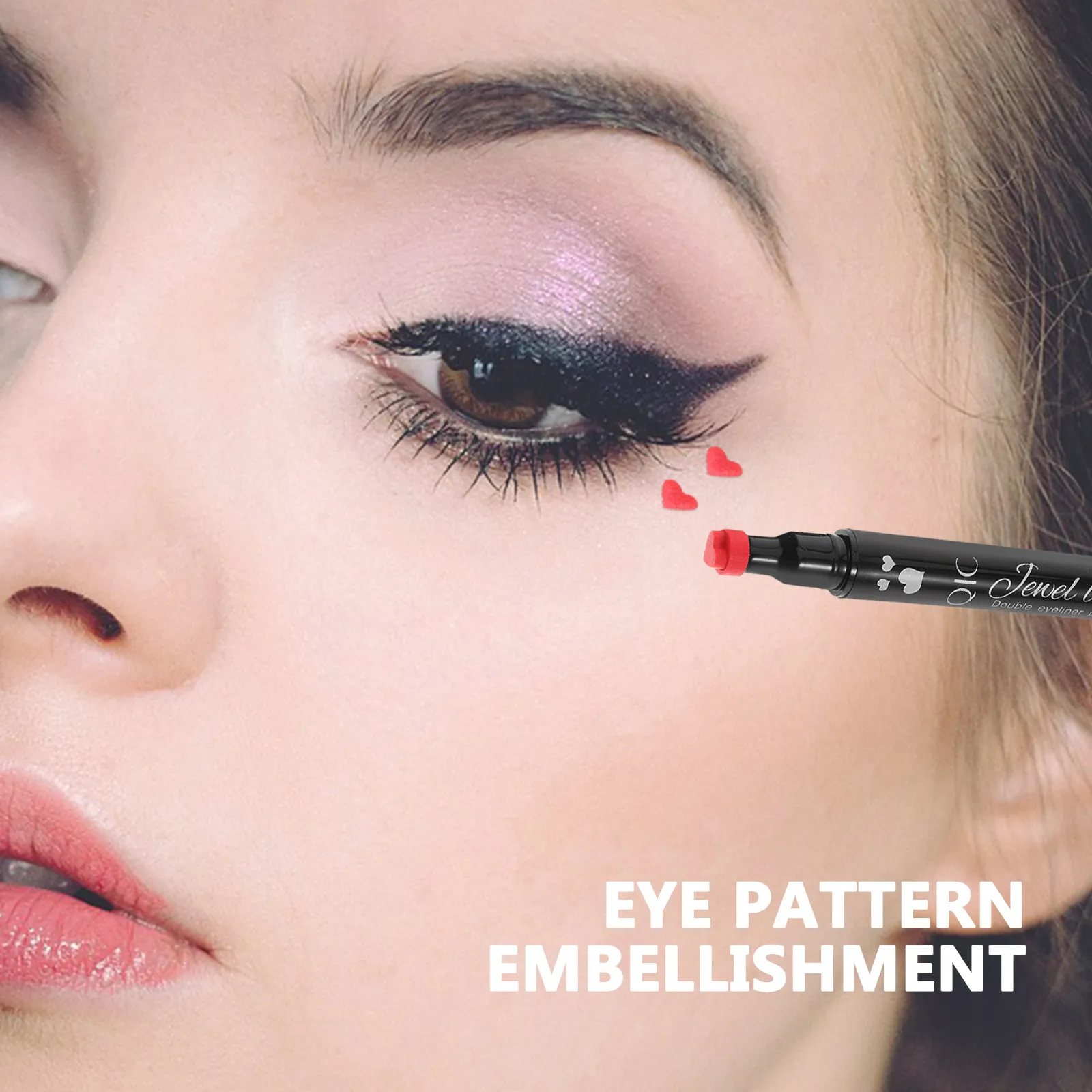 Wasserfester Roter Flüssig-Eyeliner-Stift mit Doppelkopf, Verschmierfest, Langanhaltender Augenkonturenstift mit Stempeldesign für den Täglichen Gebrauch