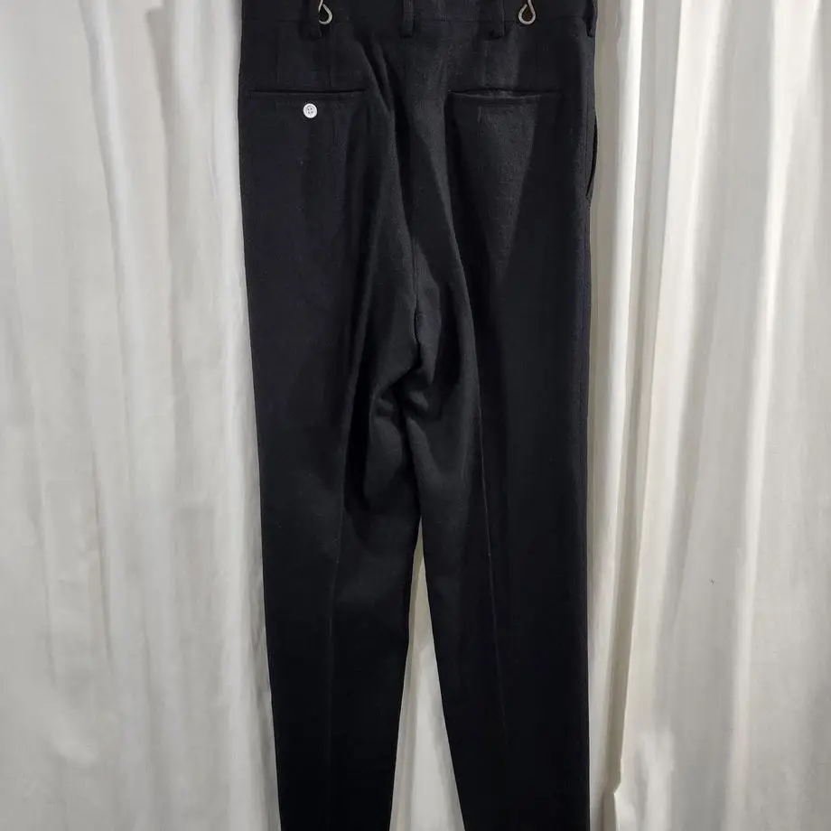 TOP-YAMAMOTO ® Business style men's black pleated dress pants with drape and anti-wrinkle features, versatile straight-leg pants