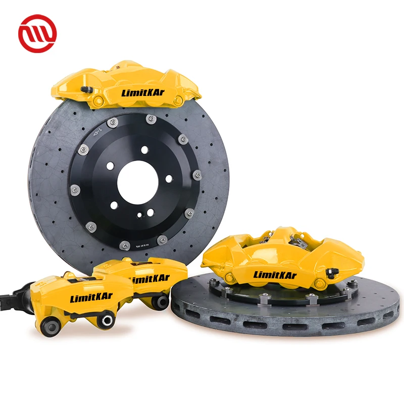 Custom OEM Carbon Fiber Ceramic Brake Disc Rear 4 Pot Electro-Mechanical Brake Calipers Kit for Audi A4 A6 A7 B8 C7 8P C6 B9 B7