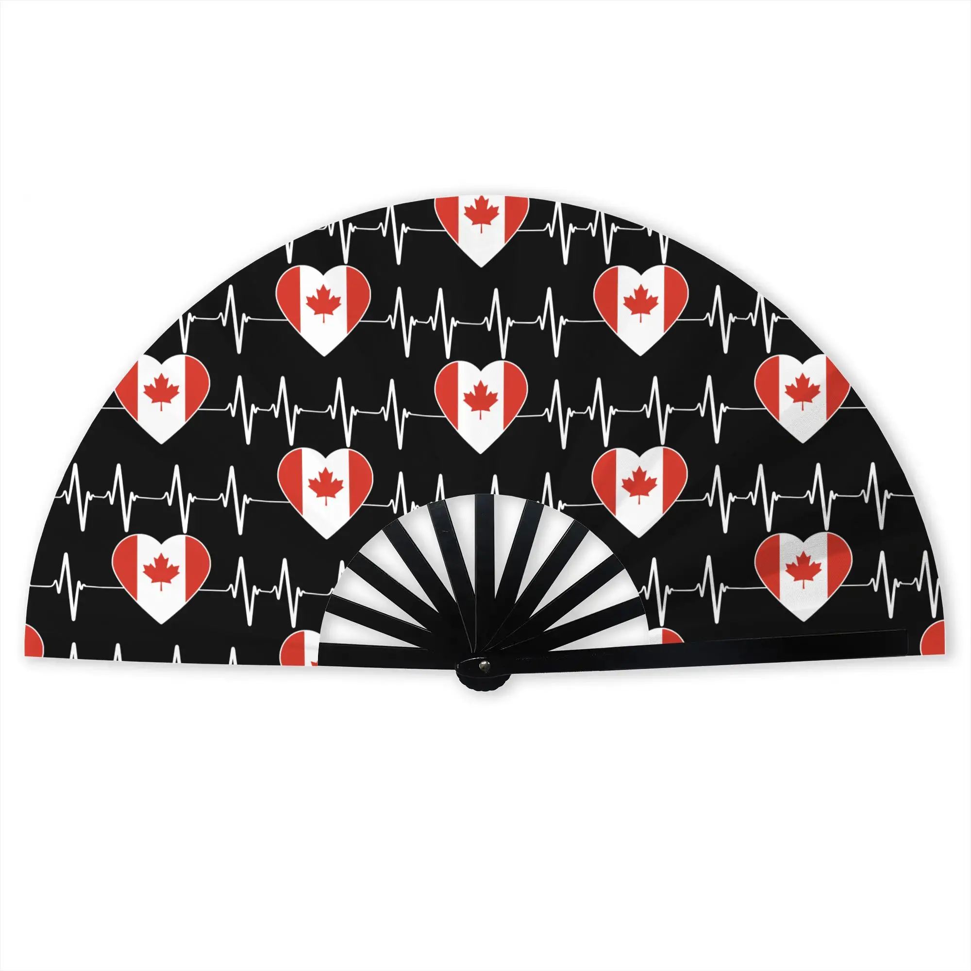 Heartbeat I Love Canada Country Flag HeartCanadian Flag Printed Polyester Fan Trendy For Wedding Party Gift
