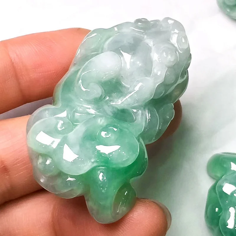 Natural a-Level Ice Glutinous Bean Color Jade Pendant