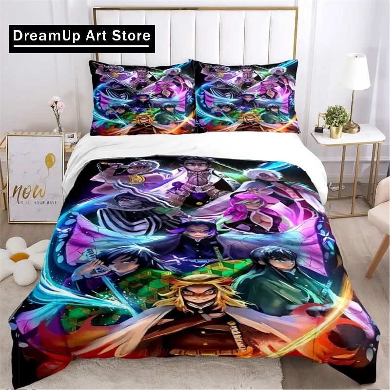 3D Print Fashion Anime Demon Slayer Bedding Set Boys Girls Twin Queen King Size Duvet Cover Pillowcase Bed boys Adult Bedroom