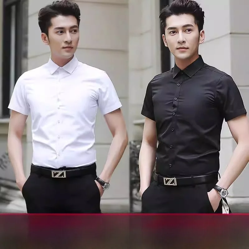 

Slim Fit ort Sve White irt for Men Summer Busin Casual Workwear Thin irt Youth ular Commute Pure Color