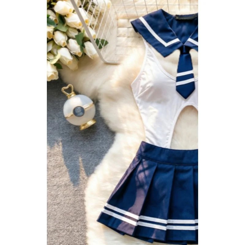 Women Sexy Girl Costumes Cosplay Babydoll Sexy Lingerie Suspender Plaid Skirt Set Student Uniform Party Club Outfits view 3