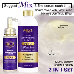 AILKE Double Glutathione Plus Moisturizing, Hydrating Body Whitening Lotion, Bleaching Cream for Women, Men, Even Skin Tone