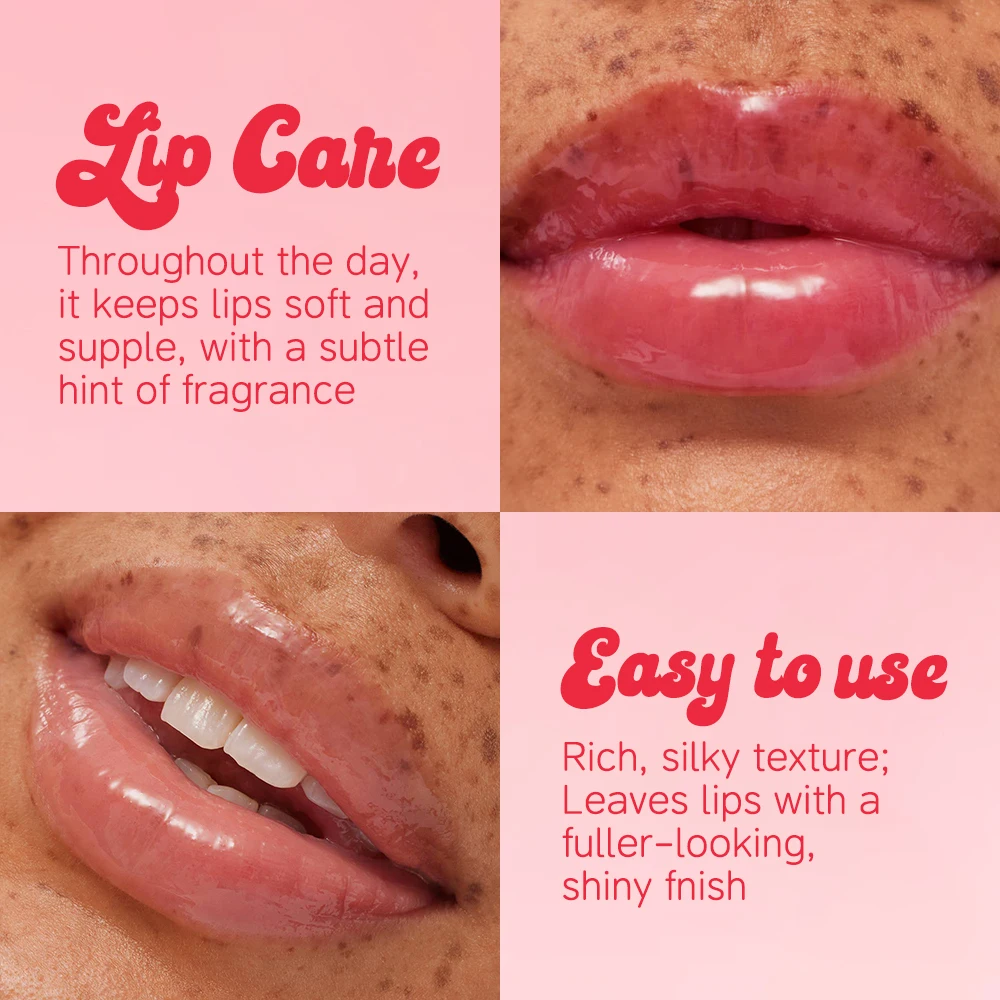 Juego de brillo de labios de cuatro sabores: bálsamo de mantequilla de labios tranquilo peptídico (cereza/menta/cacao/vainilla), mantequilla para reparación de labios secos, húmedo no pegajoso