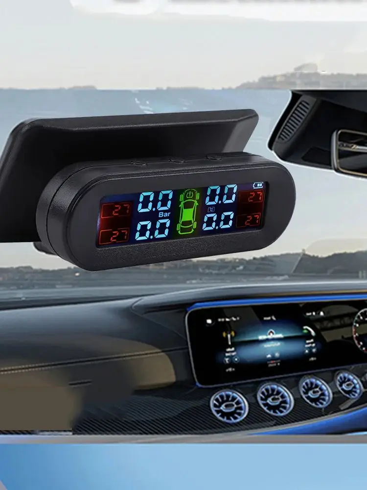Temperature Warning Fuel Save Tire Pressure Monitoring System Solar TPMS With 4 External Sensors Car Tyre Pressure Monitor view 2
