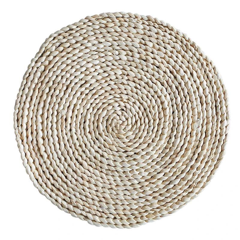 J1UL1N Corn Straw Braided Dining Table Mats Extra Thick Coasters Mat Natural Handmade Woven Table Placemat Insulation Resuable P