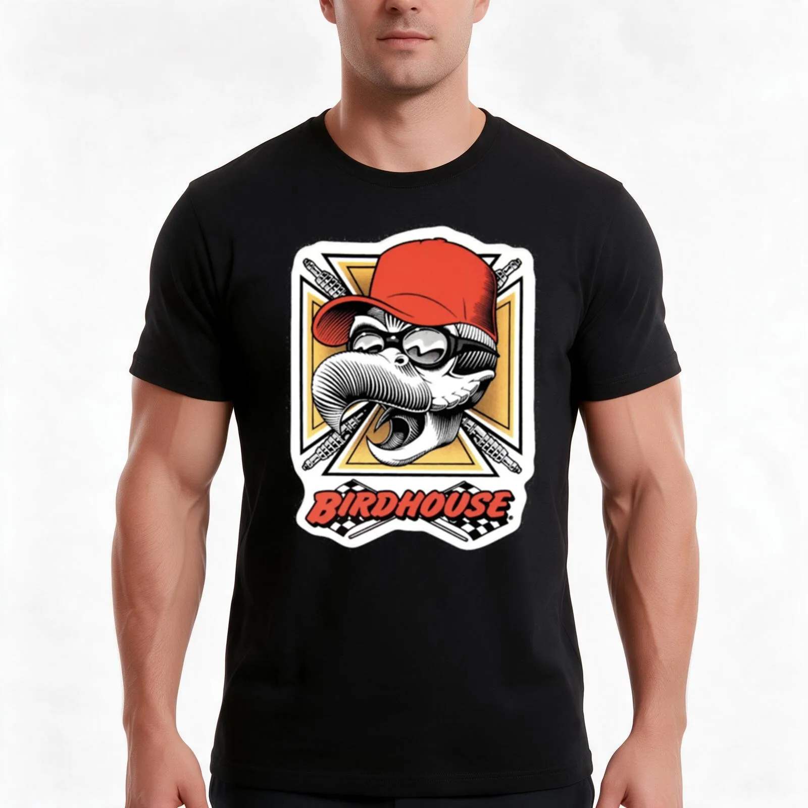 Vintage Birdhouse Tony Hawk Bird House Hook Ups Skate Brand Cartoon Hookups Hook-Ups Grim Reaper(1) T-Shirt Unisex Men Women
