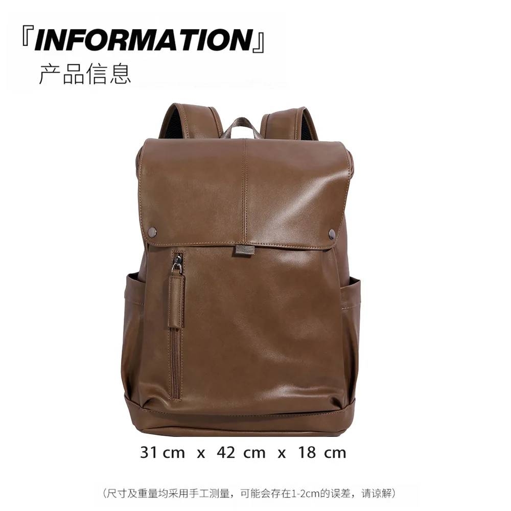 Vintage-Rucksack für Herren, große Kapazität, Herrenrucksack, einfarbig, Business-Laptop-Tasche, modischer Reise-Rucksack, Schultasche für Studenten. – Detail 2