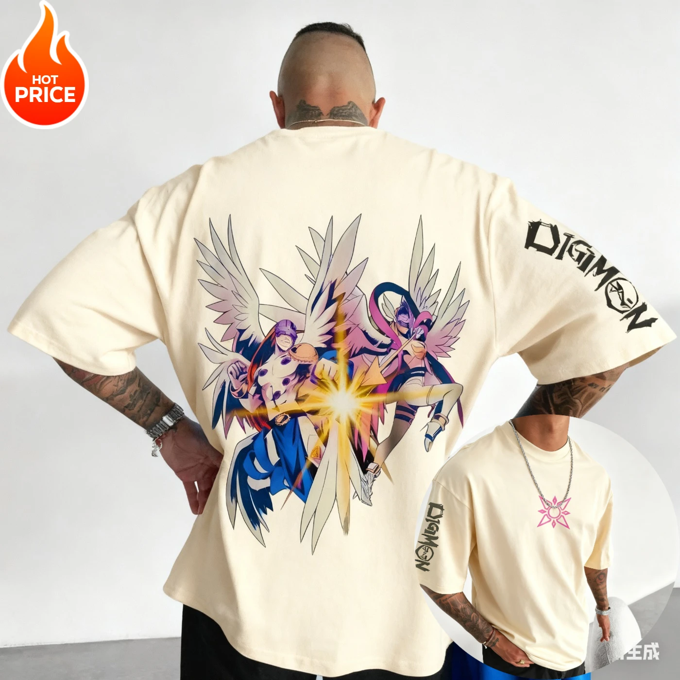 Angewomon Digimon Anime 2025 New Harajuku Men Vintage Summer T-shirt Oversized Ladies Streetwear Casual Sports Cotton Tee Top