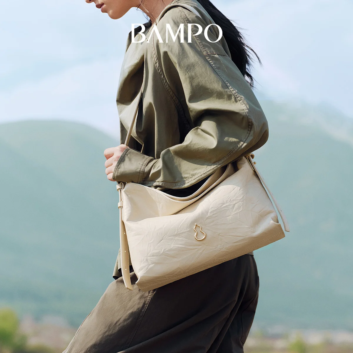 BAMPO 2025 New Single Shoulder Bag Fashion Small and Medium Size Top Grain Leather Tote Bag Commuter Crossbody Hobo Bag