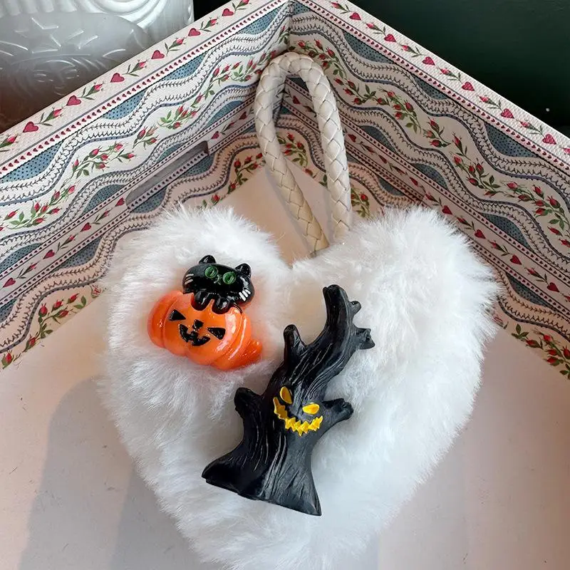 Schattige pluche hart Halloween sleutelhanger hanger Lanyard telefoonriem knuffel tas hang ornament rugzak charme sleutelhanger girly geschenken