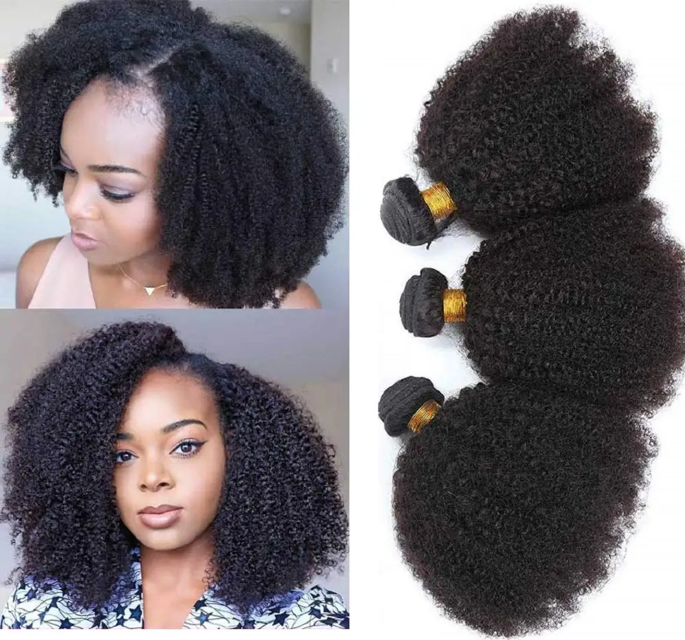 Mongolian Afro Kinky Curly Bundles Human Hair  Curly Weave Bundles Unprocessed Virgin Hair Curly Hair Extensions for Black Women