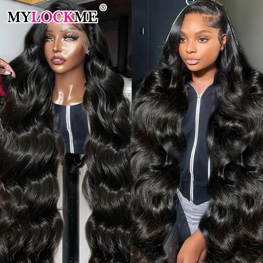 Natural Black 22 32 Inch  HD Lace Wig 13x6 Human Hair Wig Glueless Pre-Cut Water Bob 13X4 Women Front Wave150 Density