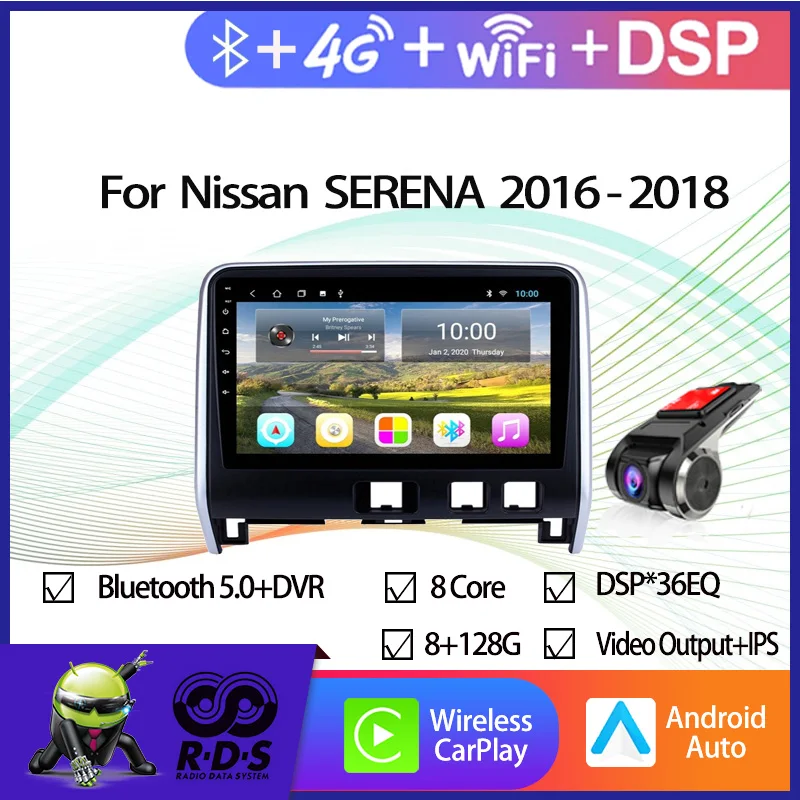 

6G+128G Android Car GPS Navigation For Nissan SERENA 2016-2018 Auto Radio Stereo Multimedia Player With Mirror Link Wifi 4G DSP