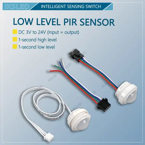 12V/24V LED Human Body Infrared PIR Sensor Switch with 1-Second Low-Level (3.3V High-Level) Serial Signal Output