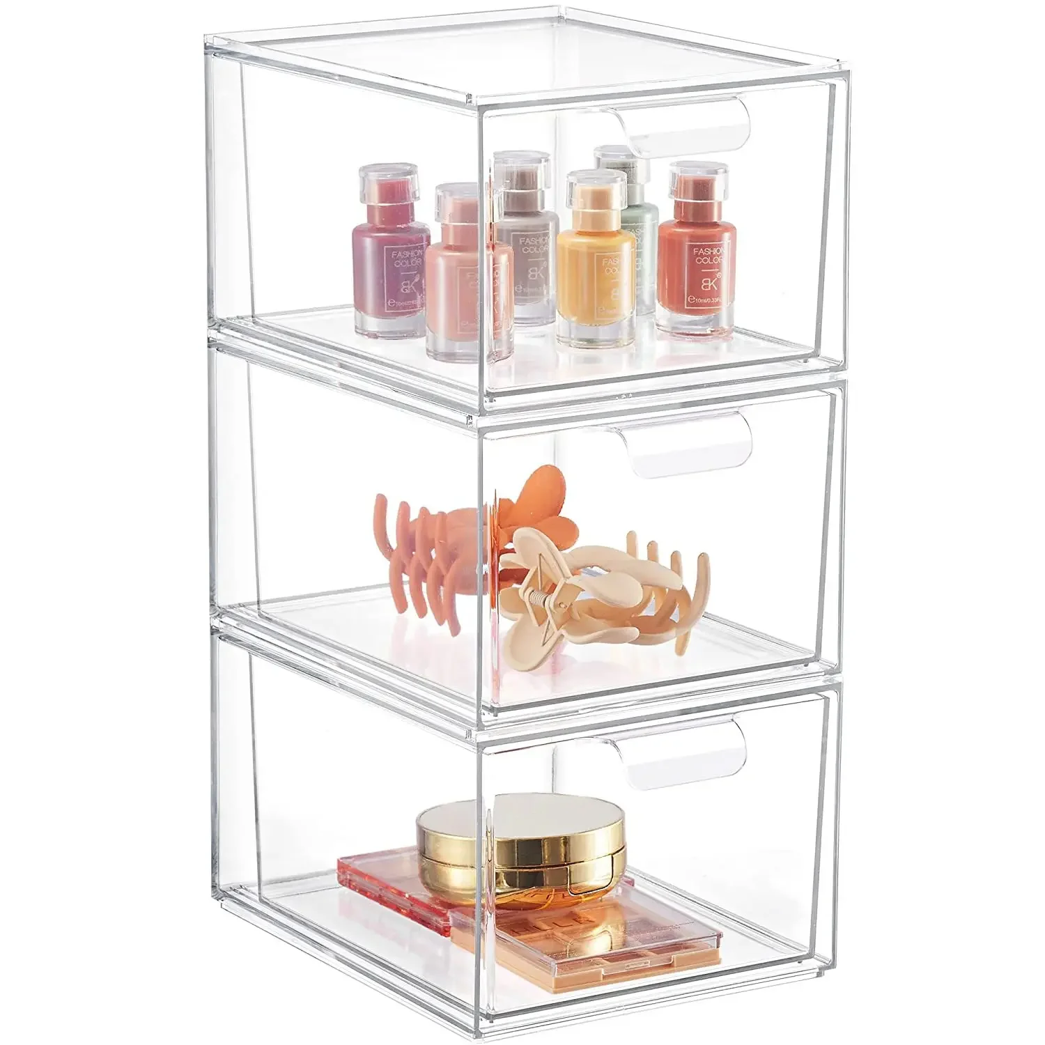 Acrylic Stackable Makeup Organizer Transparent  Drawer Fridge Organizers Bins  Box   Cabinets Pantry