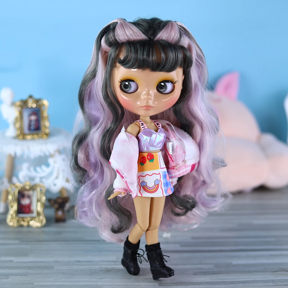 ICY DBS Blyth Doll tan Skin Joint Body Glossy Face Special Hair Color Set Doll DIY SD Gift Toy