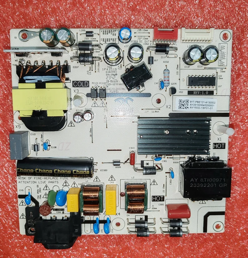 

AY150D-1SF01-01 81T-PBE121-A130002 AY150D-1SF01 SN.131.2312 LED TV power board, physical photo, with constant current