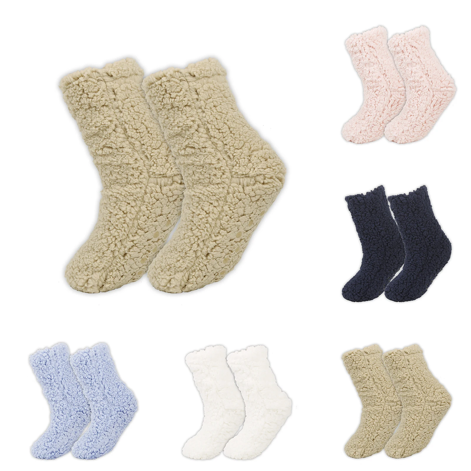

Women'S Solid Color Thick Coral Fleece Women'S Socks Half Flannel Home Floor Socks Warm Solid Color Warm Foot Socks