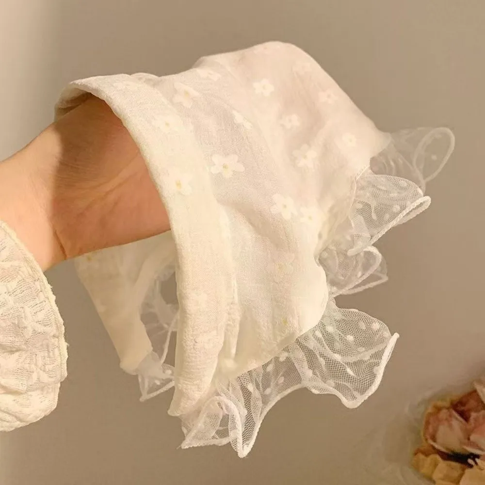 New Rural Style Lace Headband Sweet Rose Little Flower Scarf Hairband Triangular Shape Checkered Headscarf Hair Accessories