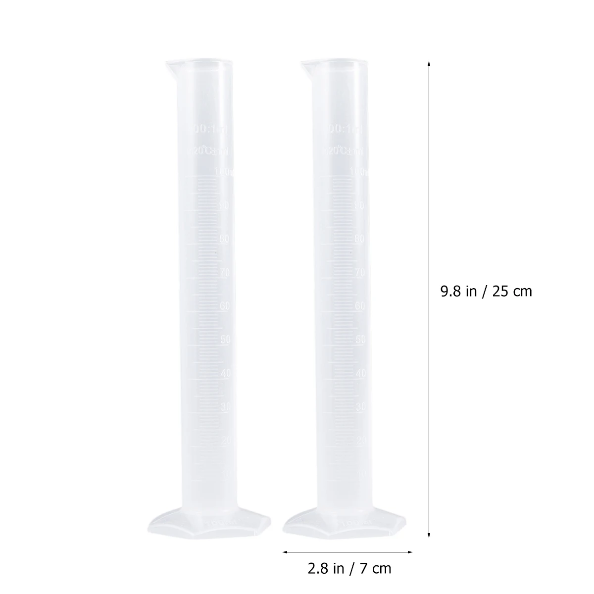 

2pcs 100Ml Plastic Graduated Measuring Cylinder Hexagonal Base Laboratory Precision Lab Non-Wetting Surface