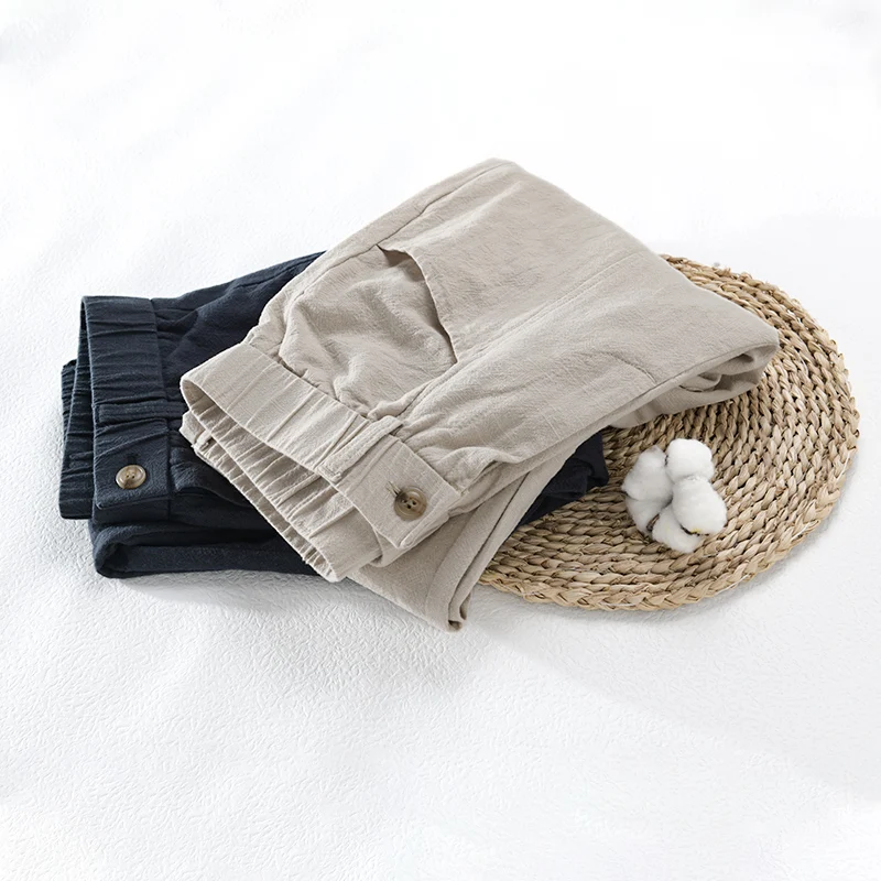 

Spring Summer Unique Design Casual Linen Brand Pants For Men Fashion Comfortable Elastic Waist Trousers Pantalones Hombre