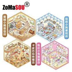 Amazing Korean Style Cartoon DIY 3D Landscape Stickers Pocket Cabin Scene Stacking and Pasting Gift for Kid Child Student