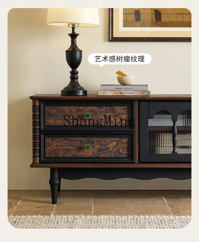 

CL retro solid wood TV cabinet living room home locker medium antique storage TV cabinet