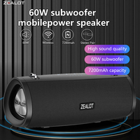 ZEALOT S39 60W Wireless Speakers, Outdoor Portable Subwoofer Speaker, Hifi Sound quality, RGB light, 24 Hours Playtime,7200mAh.