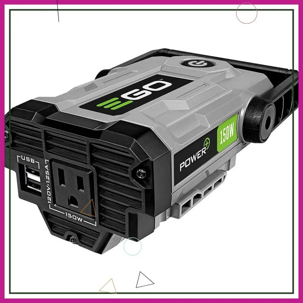 مولد عاكس محمول، 150 وات، تشغيل هادئ، مخرج تيار متردد ومنافذ USB، البطارية غير متضمنة