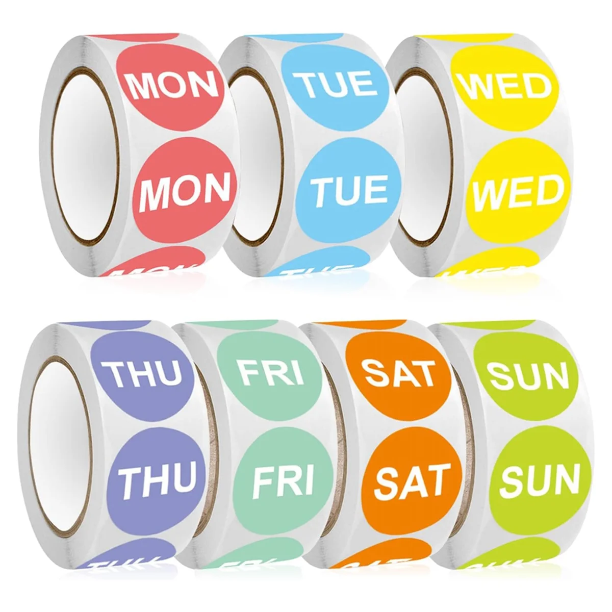 

ABJG-7 Day of the Week Sticker,1 Inch Round Day Dot Food Rotation Labels-3500 Pcs Date Stickers for
