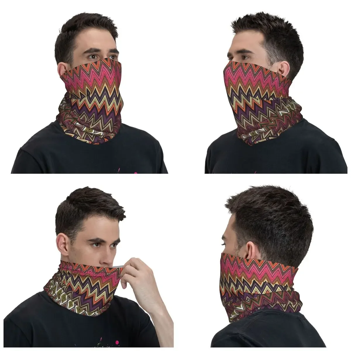 Custom Home Zigzag Multicolor Winter Headband Neck Warmer Men Women Ski Hunting Tube Scarf Boho Camouflage Face Bandana Gaiter