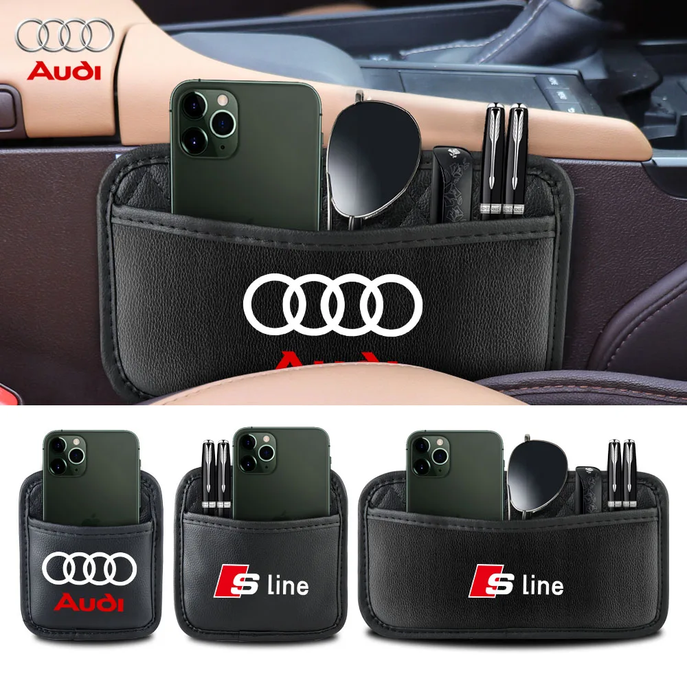 Organisateur de siège de voiture en cuir PU, boîte de rangement de poche pour Console automobile, accessoires pour Audi Sline RS Q5 A1 A5 C6 Q3 TTRS SQ7 RSQ3 Quattro