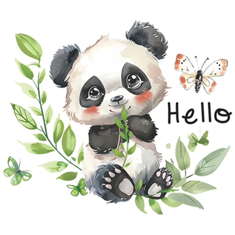 Hello Baby Panda Bamboo Branch 3D Vinyl Mural Stickers for Home Decoration Living Room Kids Bedroom Bathroom on the Door Walls