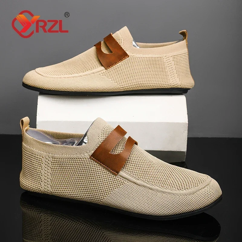 

YRZL Mesh Loafers Men Driving Moccasins Thin Bottom Flats Walking Shoes Breathable Non Slip Casual Loafers Slip on Mens Shoes