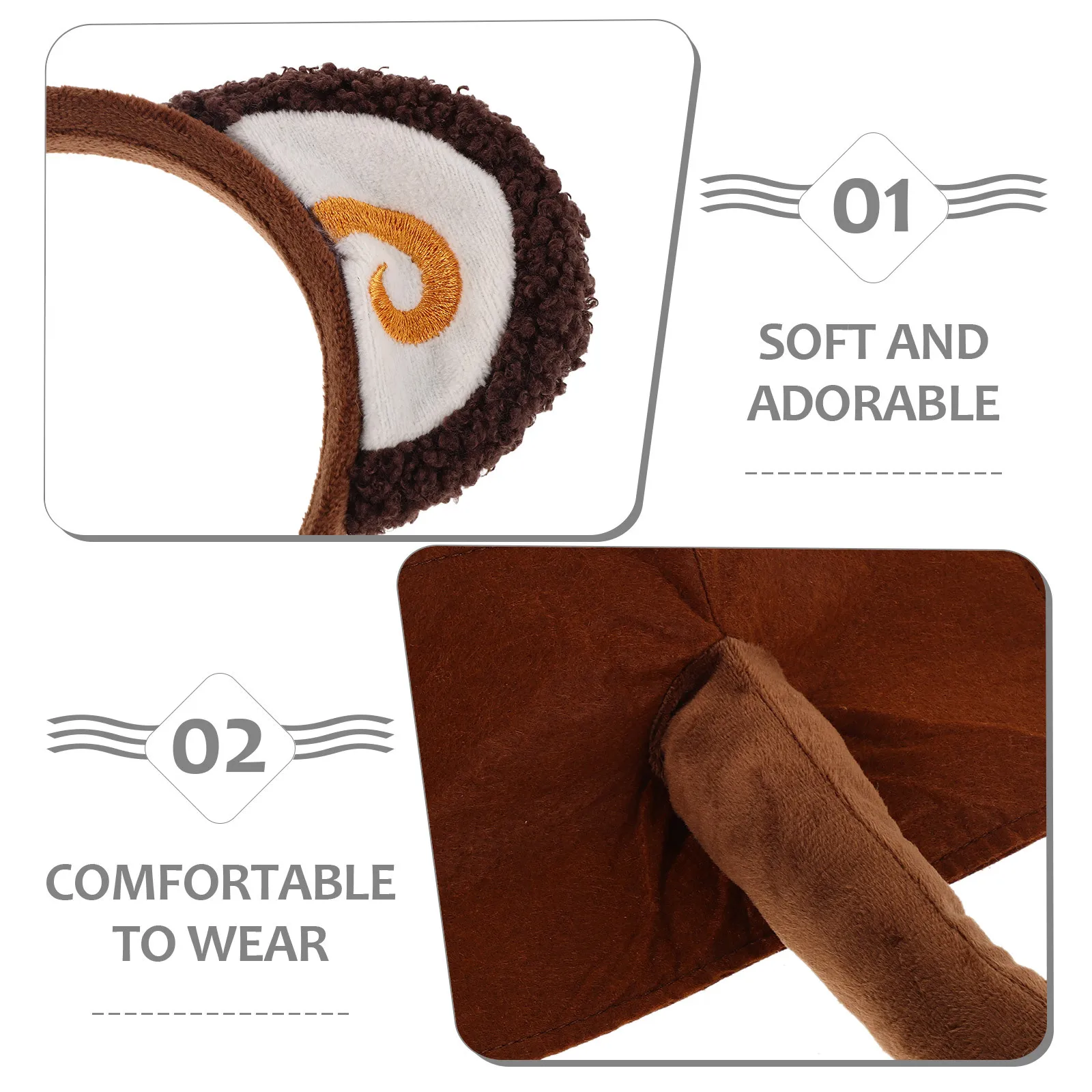 1 مجموعة القرد زي الاكسسوارات آذان الحيوان الذيل ربطة القوس فيونكة مريحة الغابة حزب تأثيري اللباس كيت اللباس #6