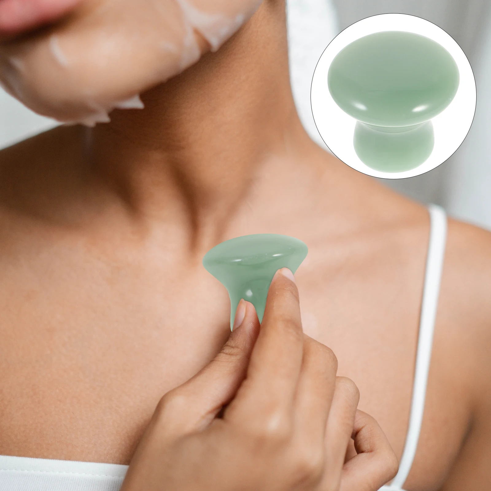 

Jade Massage Stone Gua Tool Quartz Arm Scrapping Handheld Massager Mushroom Shape Portable Muscle Relief Safe Durable