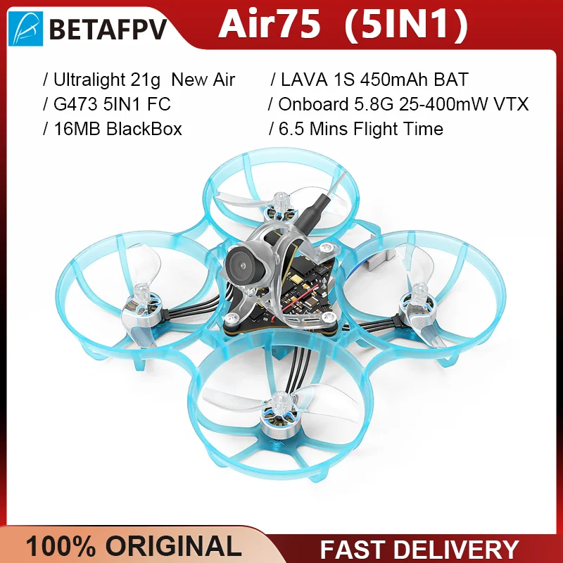 BETAFPV Air75 ELRS 2.4G  Brushless Whoop Quadcopter 1S Ultralight 5IN1 RC Mini Drone with FPV Camera VTX Airplanes 2024 NEW