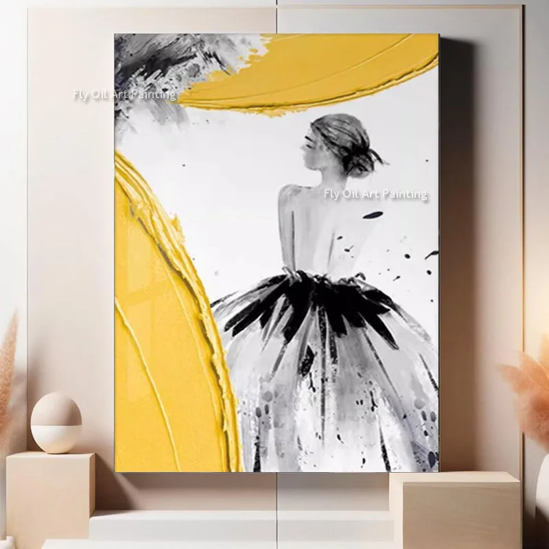 

Black And White Sexy Woman Oil Painting 100% Hand Painted Model Colored Female Model Canvas Painting As Best Gift Unframed