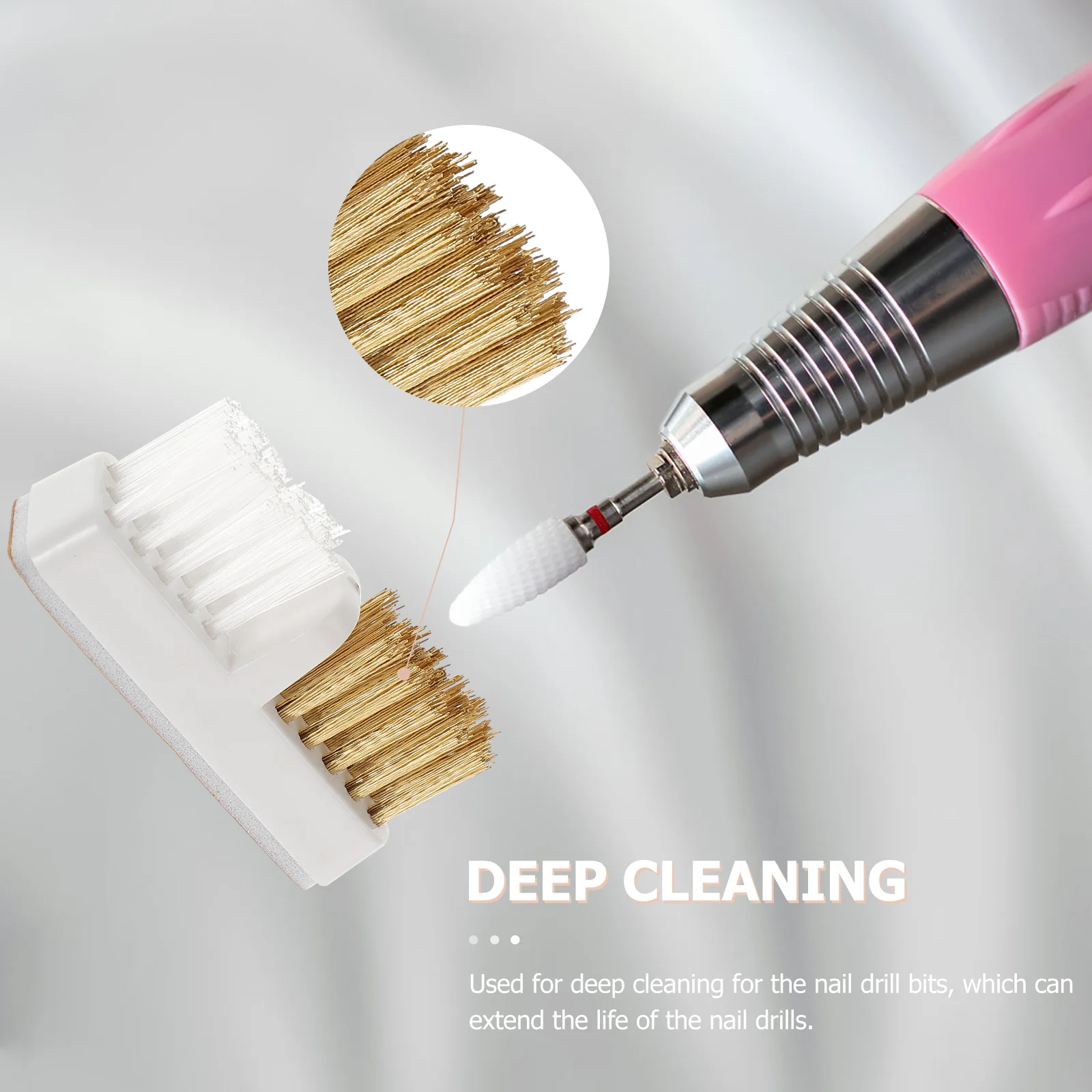 

3Pcs Copper Wire Nail Drill Bit Cleaners Nail Art Cleaning Brushes for Polishing Head Dust Removal Manicure Tools