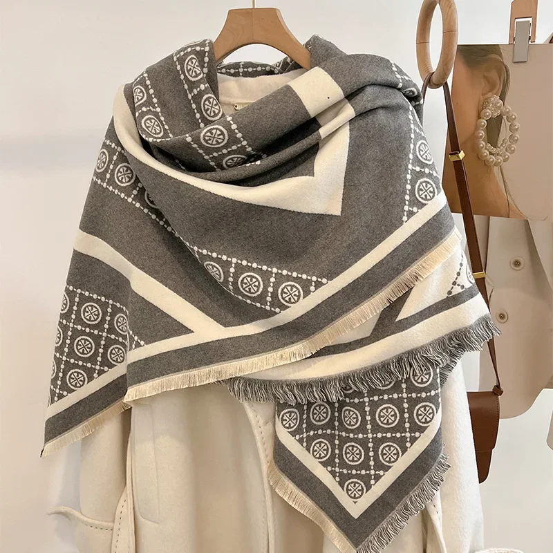 Thick Winter Warm Women Scarf Luxury 2023 Double Sided Cashmere Shawl Wraps Bufanda Female Pashmina Blanket Travel Poncho Stoles