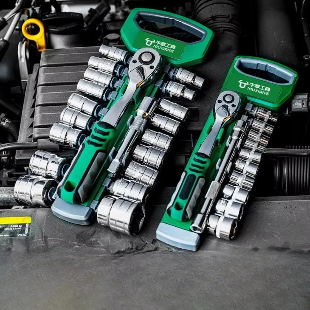 

Chrome Vanadium Steel Socket Wrench Set Short Long Ratchet Tool Ratchet Wrench Kit 1/4 Combination Sleeve Spanner