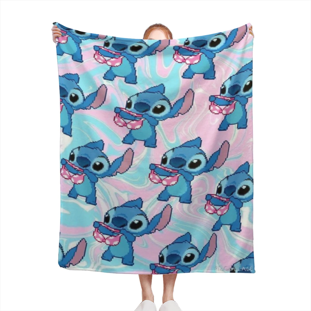 

Stitch Blanket Flange Textile Decor Portable Super Soft Throw Blankets for Home Office Plush Thin Quilt