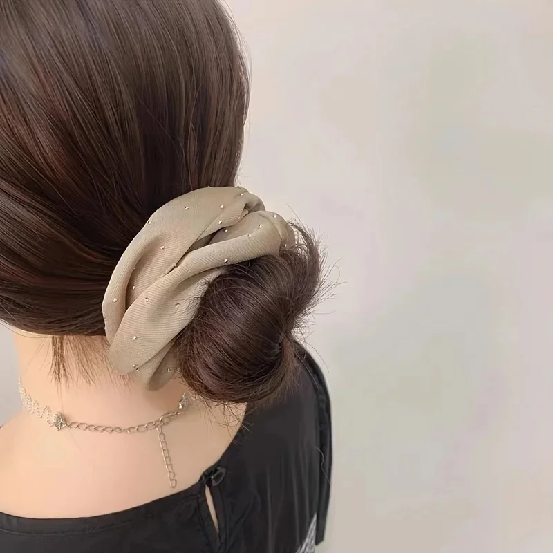 1/3PCS Satin Scrunchies With Rhinestones Decor - Soft And Comfortable Hair Ties For Ponytail And Hair Accessories view 4