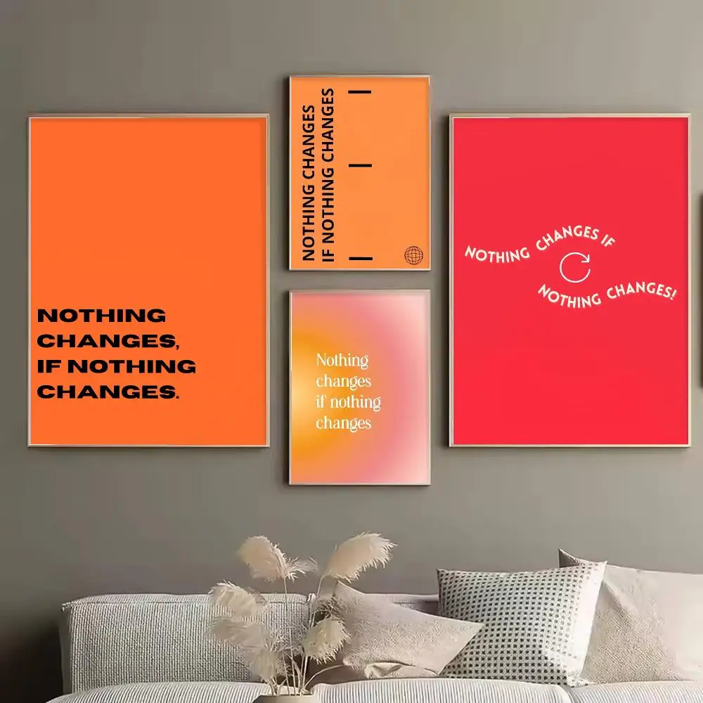 Nothing Changes If Nothing Changes Painting Calligraphy Stylish Canvas Poster Wall Art for Bedroom Home Decor Gift