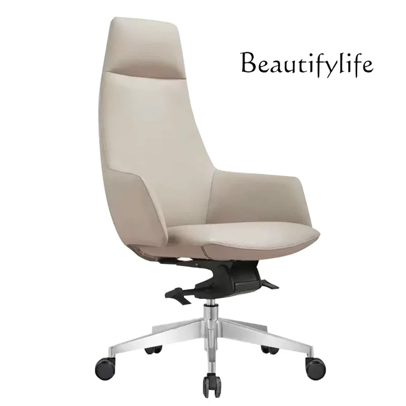 

Modern simple boss office chair light luxury high-end recliner leather study home class chair