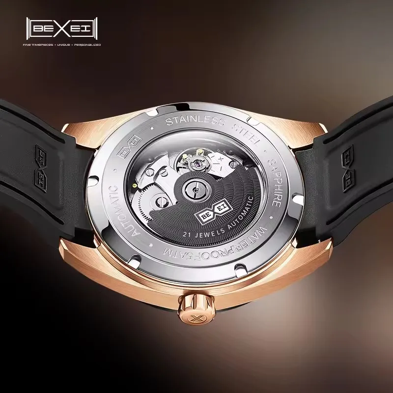 New BEXEI 9185 World Time Watches 42H Power Reserve Mechanical Automatic Movement Man Watch Sapphire Tourbillon  Business Style