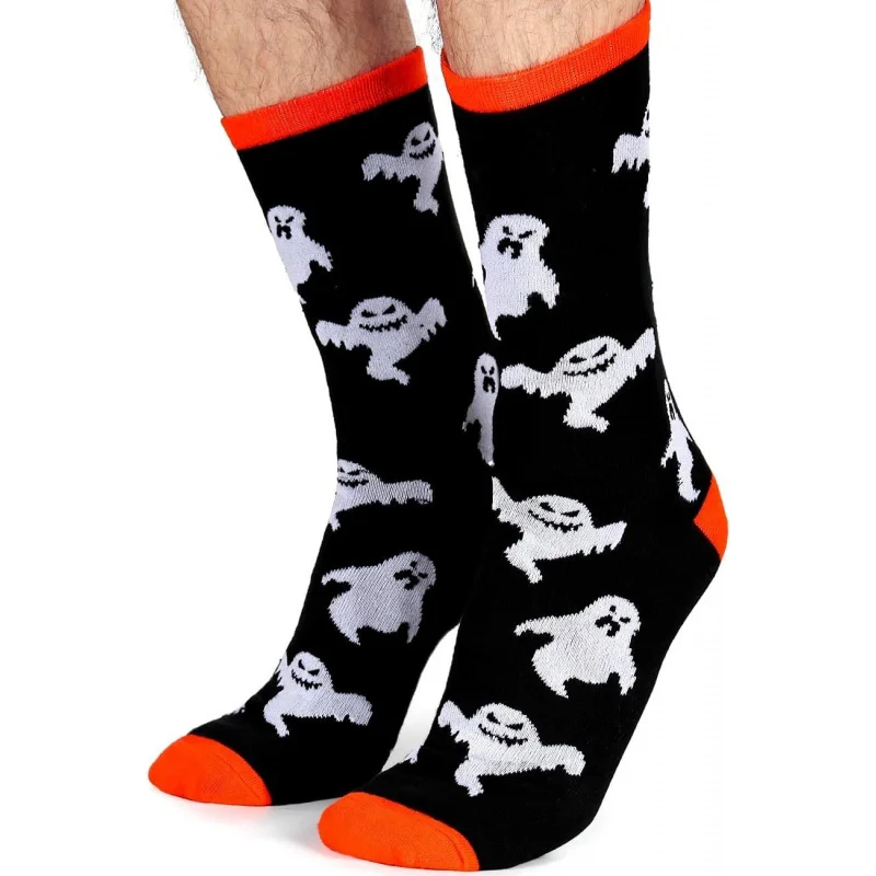 

Halloween Men's and Women's Pumpkin Ghost Skeleton Bat Socks Ghost Men's Socks Pattern Print